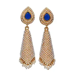 RAMya ENTERPRISE Golden and Stone Pearl Earring For Festival season goes Perfect With indian Attire And Ethinic wear are Sweat,Water resistant and Anti-tarnish (P1275220) (blueberry dark blue)