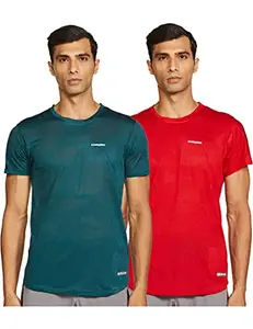 Charged Active-001 Camo Jacquard Round Neck Sports T-Shirt Petrol-Green Size Medium And Charged Active-001 Camo Jacquard Round Neck Sports T-Shirt Red Size Medium