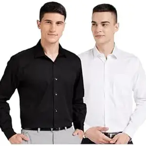 Amazon Brand - Symbol Men's Solid Cotton Formal Shirt | Plain | Full Sleeve - Regular Fit (Available in Plus Sizes)