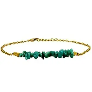 Gems_Hub Amazonite Bracelet with Gold Clasp – 2.5-4mm Uncut Chips Beads – Rough Cut – Healing, Fashion, Gift, Spiritual, Yoga|FIZA_LINK_00198