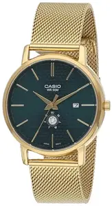 Casio Men Stainless Steel Analog Blue Dial Watch-Mtp-B125Mg-3Avdf, Band Color-Gold