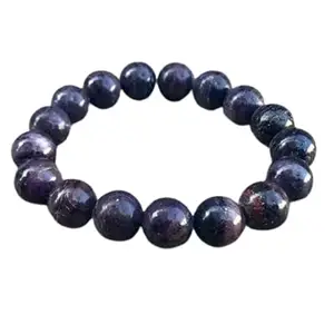 RRJEWELZ Natural Purpurite 10mm round Shape smooth Cut Beads 6.5 Inch Stretchable Bracelet for Men & Women.|STBR_RR_07988_6.5