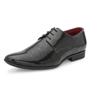 Centrino Men Glossy Formal Shoes |Lace-Up Design with Cushioned Insole for Comfort |Craftsmanship for All-Day Elegance Black