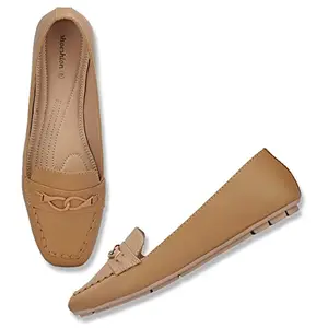 Shoeshion Handmade Comfortable Soft Sole Bellies/Jutti/Ballet Flat/Pull-on Shoes for Women and Girls. (Beige, Numeric_6)