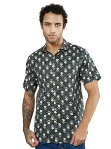 COTLAND Fashions Jaipuri Cotton Printed Half Sleeves Classic Collar Shirt for Men