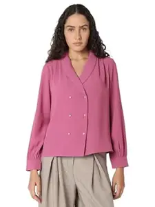 VERO Moda Women's Shawl Collar Full Sleeves Cuff Detailed Top | Day to Evening Tops for Women