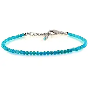 LKBEADS Amazonite Bracelet with Silver Plated Clasp – 3mm Round Beads – Faceted Cut – 7 inch Adjustable – Healing, Fashion, Gift, Spiritual, Yoga|LK_STACK_00161