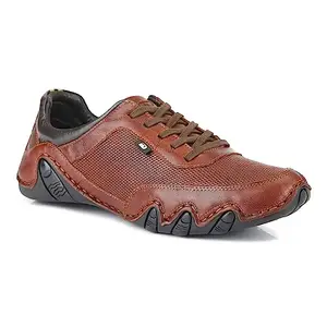 ID Men's Tan Lace Up Leather Casual Shoes