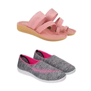 SPORTER Extra Soft Classic Casual wear with Flexibility Technology Heel Combo for Women's/Girl's(6142+1543)(5) Multicolor