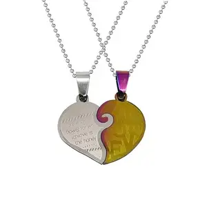 Shiv Jagdamba Valentine Couple Broken Heart Love Locket With 2 Chain His And Her Stainless Steel Pendant Necklace Set For Men And Women ShivPn2190666
