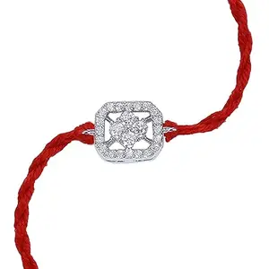 Ananth Jewels Men's Cotton 92.5 Sterling Silver Rakhi Bracelet for Brother (Red)