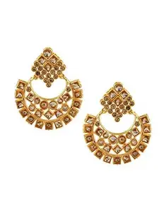 ANURADHA PLUS® Fawn Colour Simple Chandbali Stunning Traditional Earrings for Women/Girls