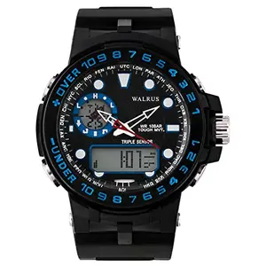 Walrus Blue Dial Digital-Analog Silicon Wrist Watch for Men