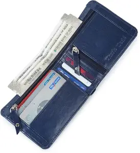 Classic World Men & Women Trendy Blue Artificial Leather Wallet (5 Card Slots) FLP 29CHANGERBLUE_CW