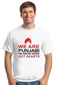 Crazy Sutra Premium Pc Cotton Half Sleeve Casual Printed Punjabi Special Tshirt (TPC-WeRPujab_L_M) White
