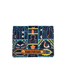 Funk For Hire Unisex Printed Vegan Leather Small Pocket Card Wallet - Blue