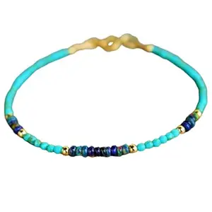 LKBEADS Black Opal & Turquoise bracelet with Gold clasp - 2.5-3mm Tyre & Rondelle beads- Smooth Cut -7 Inch Bracelet– Healing, Fashion, Gift, Spiritual, Yoga|LK_STACK_07072