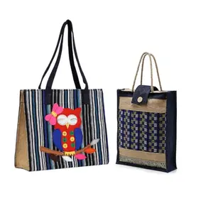 ENSAC Eco Friendly Multipurpose Jute Handbag/Shopping Bag's For women & Men's (Pack of 2)-31