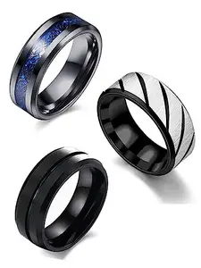 MEENAZ Silver Ring for Men Mens couples gents unisex Boys Boyfriend Friends Stainless Steel thumb Band Stylish adjustable proposal Couple Platinum combo Valentine Anniversary 2 Finger RINGS 290_19