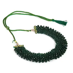 AHOORA Ethnic Brass Bottle Green Glass Beads Fancy Choker Neklace for Women
