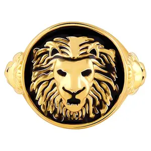 GIVA 925 Silver Golden Roar Of Lion Ring For Him, Adjustable | Gifts for Men and Boys | With Certificate of Authenticity and 925 Stamp | 6 Months Warranty