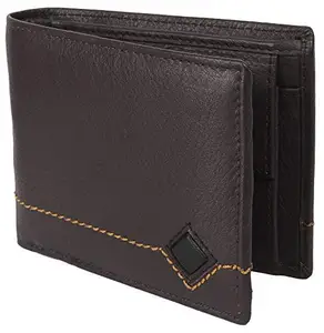 Men Brown Pure Leather RFID Wallet 6 Card Slot 2 Note Compartment