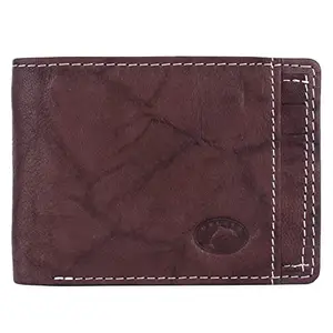 Delfin Genuine Leather Brown Wallet for Men | 5 Credit Card Slots | 2 Cash Compartment | 2 Secret Slots | 1 Zipper Pocket | 1 Transparent ID Window | 1 Coin Pocket