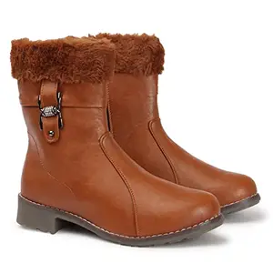 STRASSE PARIS Amazing Design Women's & Girls Boots | Faux Leather with Fur Accent | Trendy, Comfortable, Zipper Boots for Casual, Outdoor and Holiday Outings