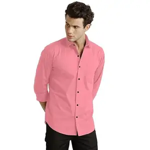 RK Trends Cotton Blend Casual Slim Fit Solid Button Down Dress Shirt for Men Color Light Pink Size XXL