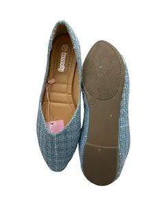 Footland Women's Ethnic Flats | Soft comfortable & stylish slippers for Women | Perfect for Any Occasion | Women's Ethnic Flats for Everyday-Wear | (Light Blue, numeric_9)