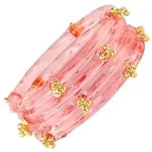 STYOLLO Crystal Kashmiri Ghungroo Glass Kada For Women & Girls | Viral Kada For Girls | Ethnic Traditional Kangan Jewelry | Wedding Festive Bridal Party | Trending Designer Fashion Gift - Set Of 4