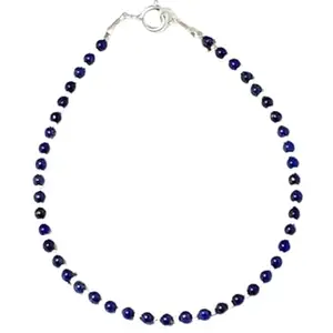 Gems_Hub Silver Plated Bracelet with Blue Smooth Lapis Lazuli Beads – Round 2.5mm – For Men & Women|FIZA_LINK_04283