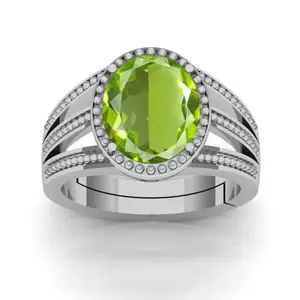 APSSTONE 4.25 Ratti Natural AAA++ Quality Peridot Loose Gemstone Silver Plated panchdhatu Adjustable Ring for Men and Women (Lab -Approved)