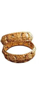 Gold-Plated-Plated Traditional Bangles for Women and Girls set of 2 bangles | SIZE - S | HJ_0014_S