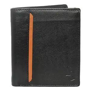 LOUIS STITCH Mens Wallet Charcoal Black RFID Blocking Italian Leather Wallets for Men |Prague_Dsbl| Spacious Credit Card Holder