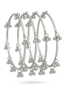 S D HOME STYLE Kashmiri Traditional Bangles Set for Women | Gold Plated/Silver Plated Handcrafted Ghungroo Bangles | Ethnic Bridal Festive Jewellery | Pack of 4