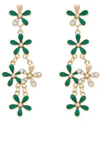 YouBella Jewellery Hanging Crystal Gold Plated Earrings for Girls and Women (Green)