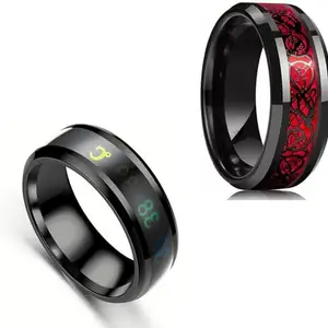 Women Combo Red Dragon & Black Smart Temperature Ring (IR304)