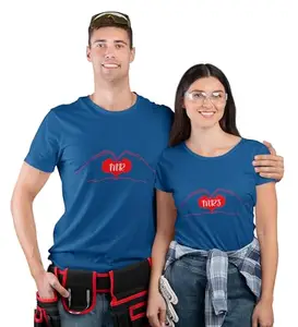 bag IT Deals Mr/Mrs Printed Couple (Blue) T-Shirts