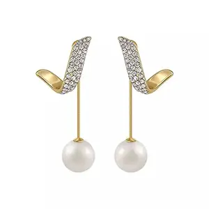 Shining Diva Fashion Latest Stylish Gold Plated Pearl Drop Earrings for Women and Girls (14729er)