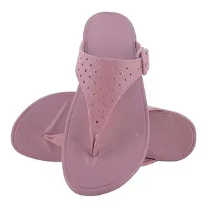 AVIRASA FASHION Women's Perforated Thong Sandals, Burgundy, Comfort Footbed, Buckle Strap (Purple, UK Footwear Size System, Adult, Women, Numeric, Medium, 5)