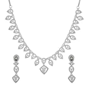 VOYLLA Sparkling Elegance Timeless Teardrop American Diamond Necklace Set|American Diamond Necklace Set For Women|Cz Necklace Set|Jewellery Set For Women|Gift For Her|Rakhi Gift For Sister|