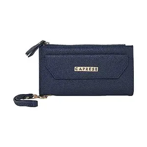 Caprese Mia Zipper Closure Faux Leather Women's Casual Wallet (Blue, Large)