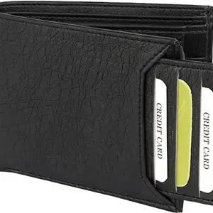 WILD EDGE Artificial Leather Men's Wallet - Compact and Light Weight - Comes with a Detachable Card Holder - Color : Black