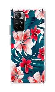 The Little Shop Designer Printed Soft Silicon Back Cover for Redmi Note 11T (Hibiscus)