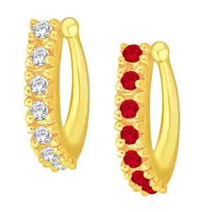 VSHINE FASHION JEWELLERY VSHINE White & Red Stone American Diamond Pressing Gold Plated for Women & Girls Cubic Zirconia Gold-plated Plated Alloy, Brass Nose Ring (Pack of 2) -VSNR1052G