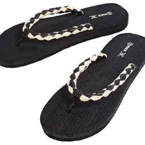 Max Women Textured Flip Flops, Black 39