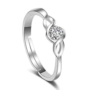 MYKI Luminous Elegant Solitaire Crystal Engagement Adjustable Ring For Women & Girls