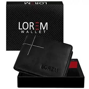 Lorem Black Edition Bi-Fold Faux Leather 3 ATM Card Slots Wallet for Men WL40
