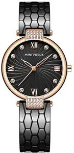 TPS Mini Focus Fashion Casual Watch for Women Stainless Steel Strap - Black